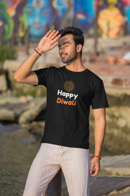 HAPPY DIWALI premium pure cotton T-shirt for men