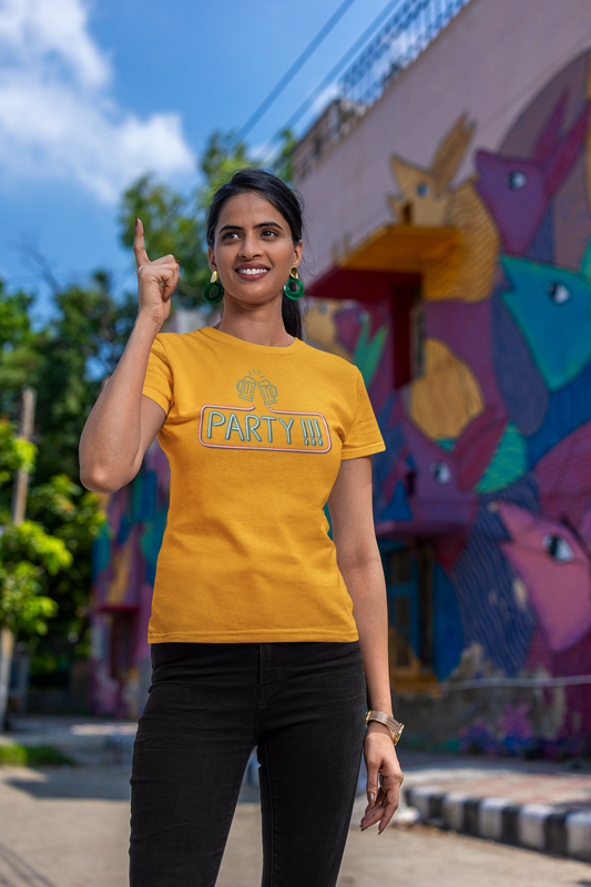 PARTY print premium pure cotton T-shirt for women