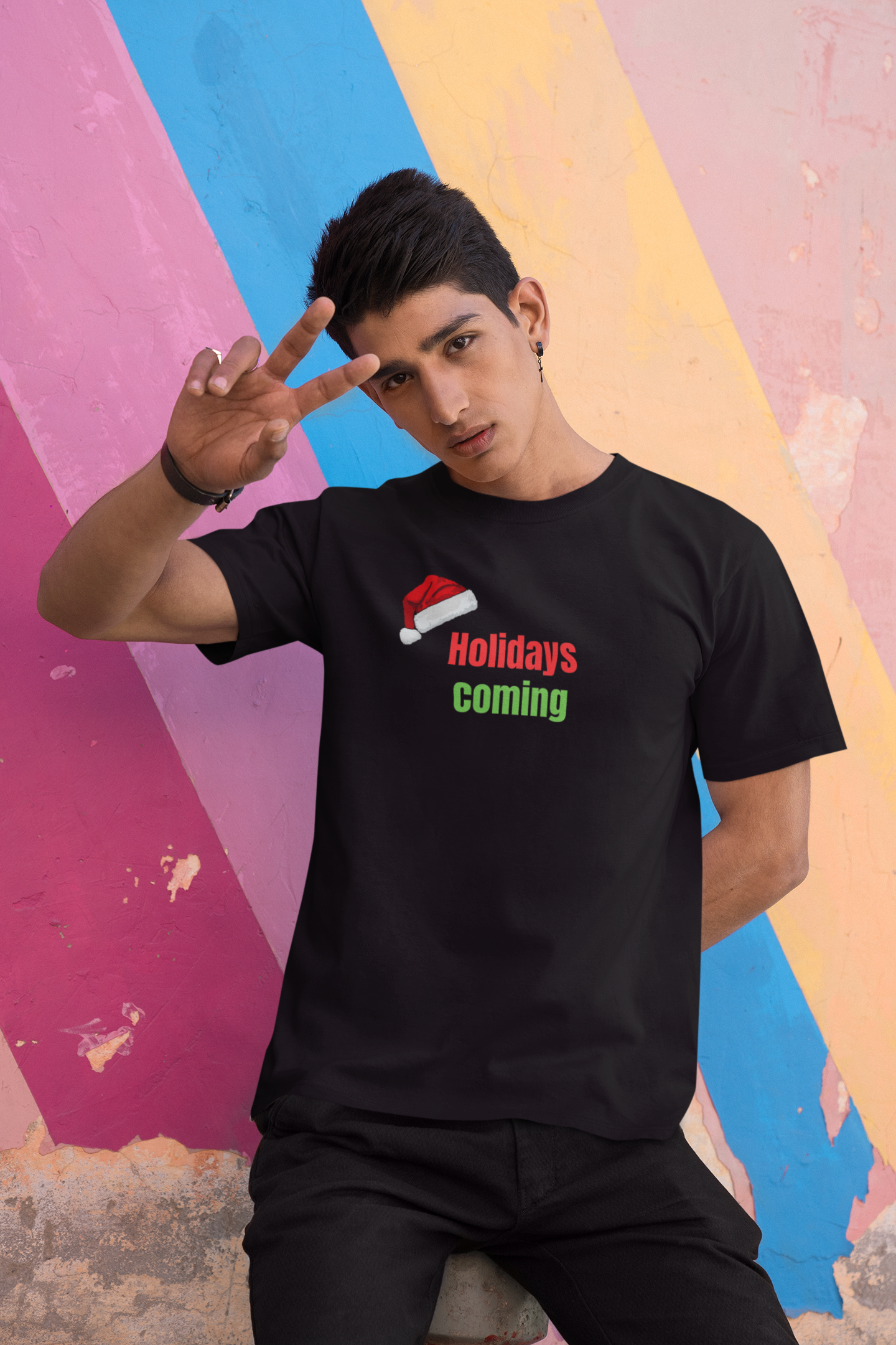 HOLIDAYS COMING Christmas premium pure cotton T-shirt for men