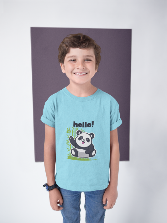 HELLO PANDA premium pure cotton boy T-shirt