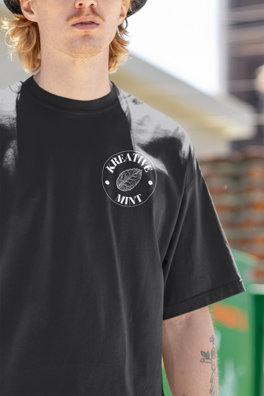 KREATIVE MINT LEAF standard oversized UNISEX premium pure cotton T-shirt