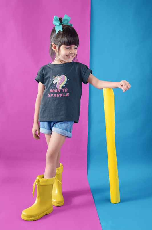 BORN TO SPARKLE premium pure cotton girl T-shirt
