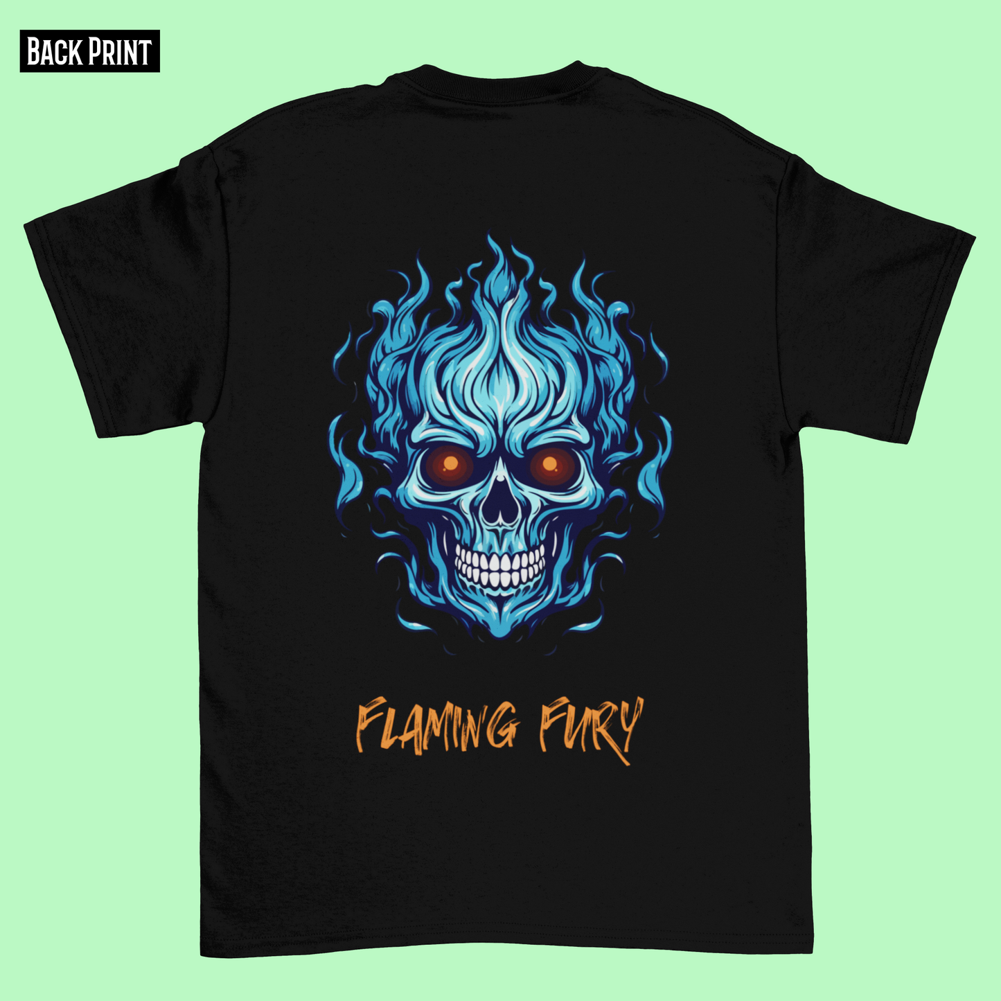 FLAMING SKULL classic oversized UNISEX premium pure cotton T-shirt