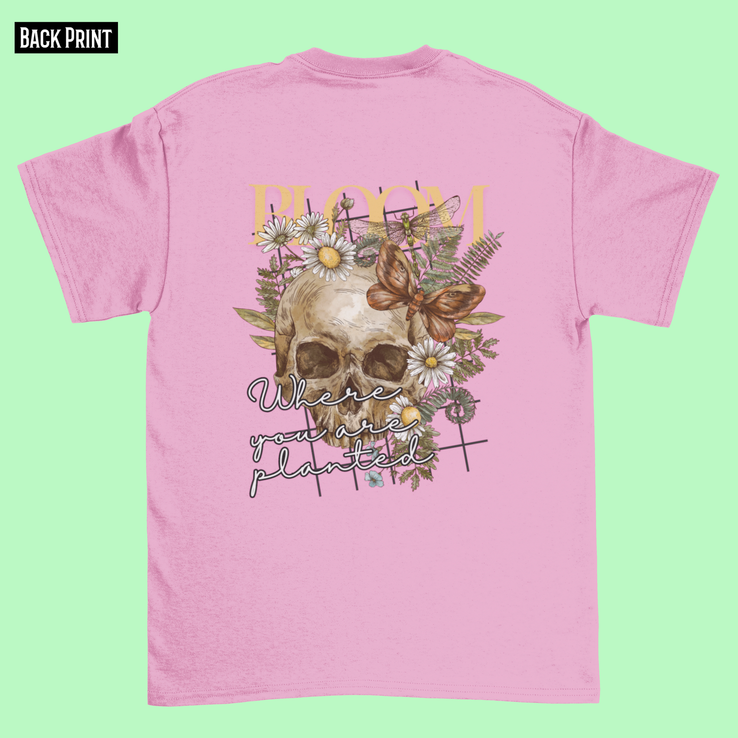 BLOOM SKULL classic oversized UNISEX premium pure cotton T-shirt