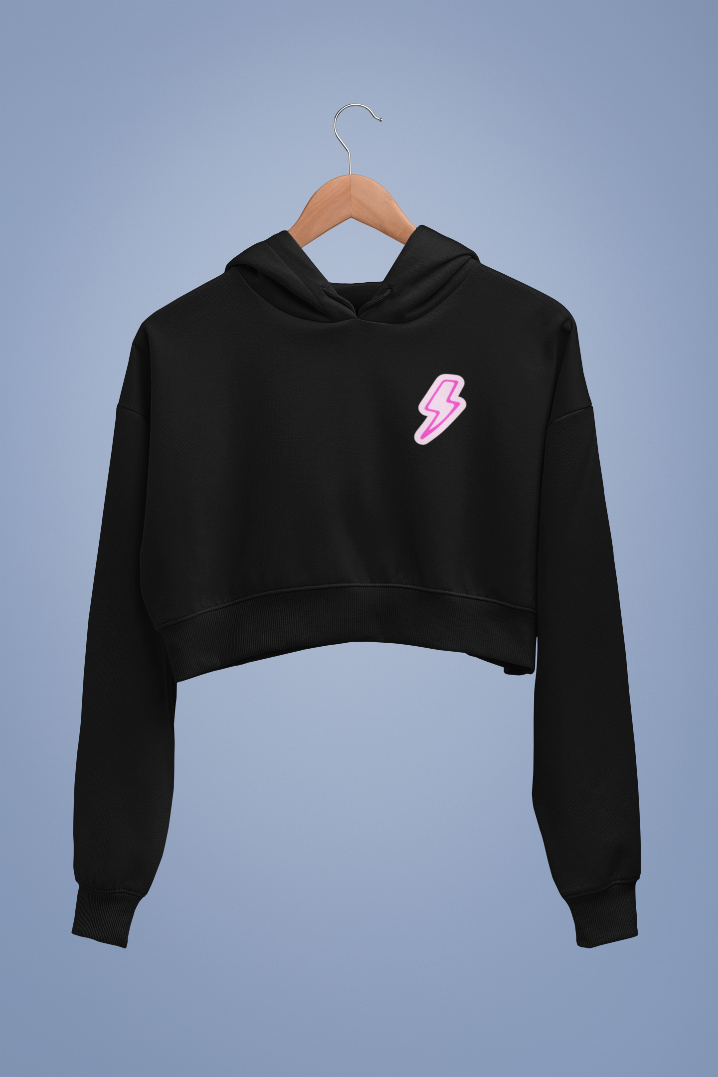 LIGHTNING premium pure cotton CROP HOODIE for women