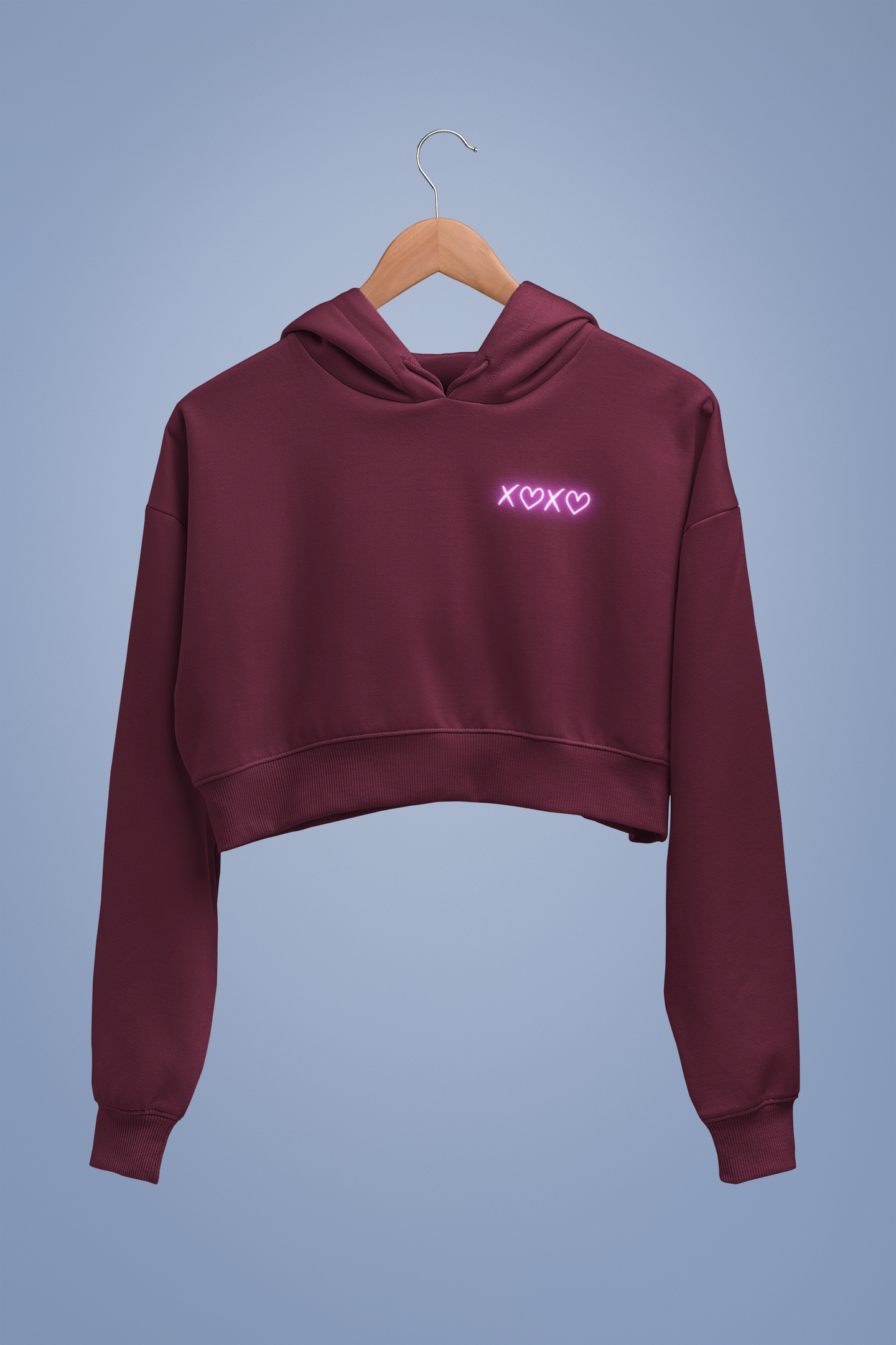 XOXO premium pure cotton CROP HOODIE for women
