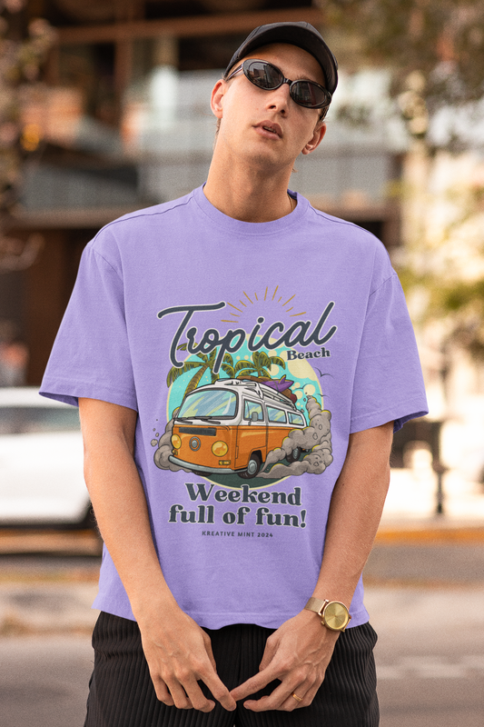 TROPICAL classic oversized UNISEX premium pure cotton T-shirt