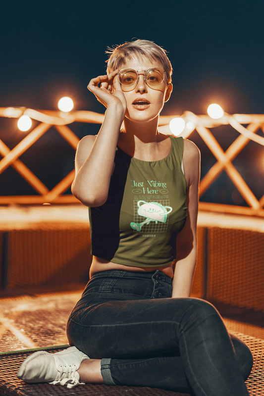 JUST VIBING premium pure cotton crop tank top