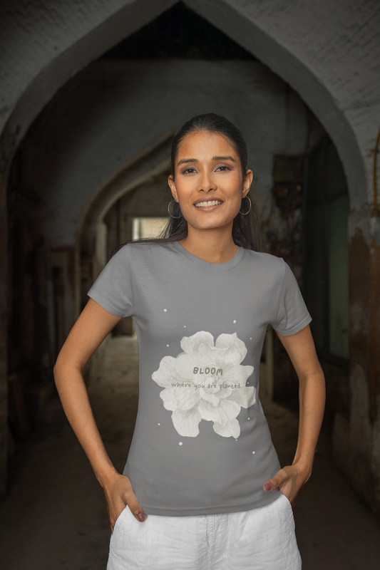 BLOOM PLANTED premium pure cotton T-shirt for women