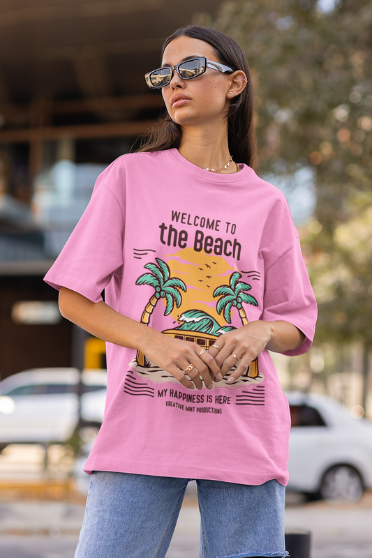 THE BEACH classic oversized UNISEX premium pure cotton T-shirt