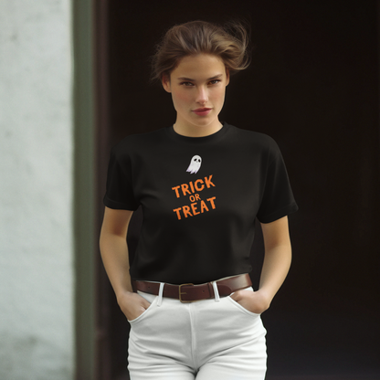 TRICK OR TREAT Halloween premium pure cotton T-shirt for women
