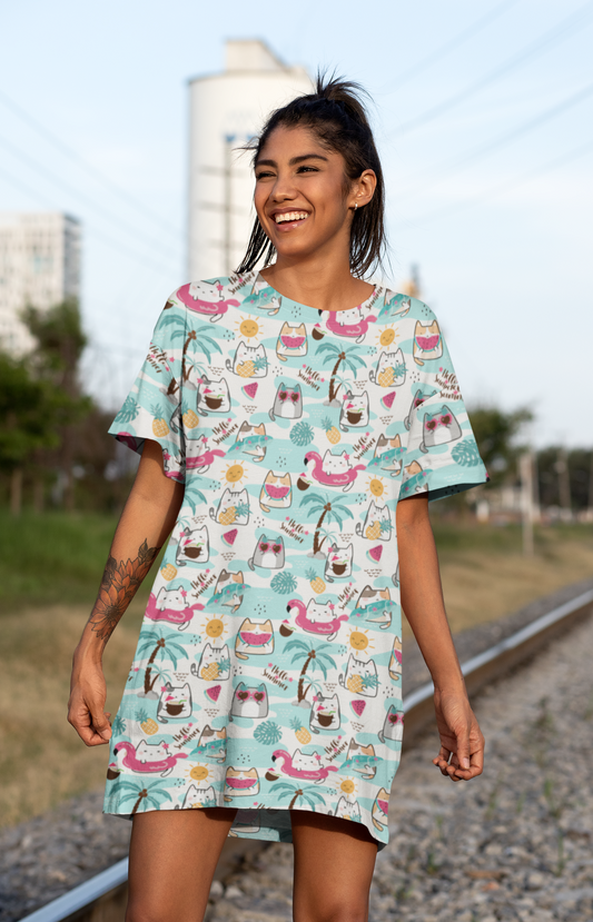 HELLO SUMMER premium pure cotton t-shirt dress for HER