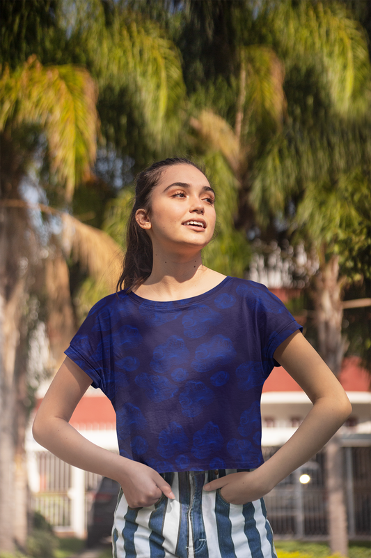 BLUE ABSTRACT premium crop top