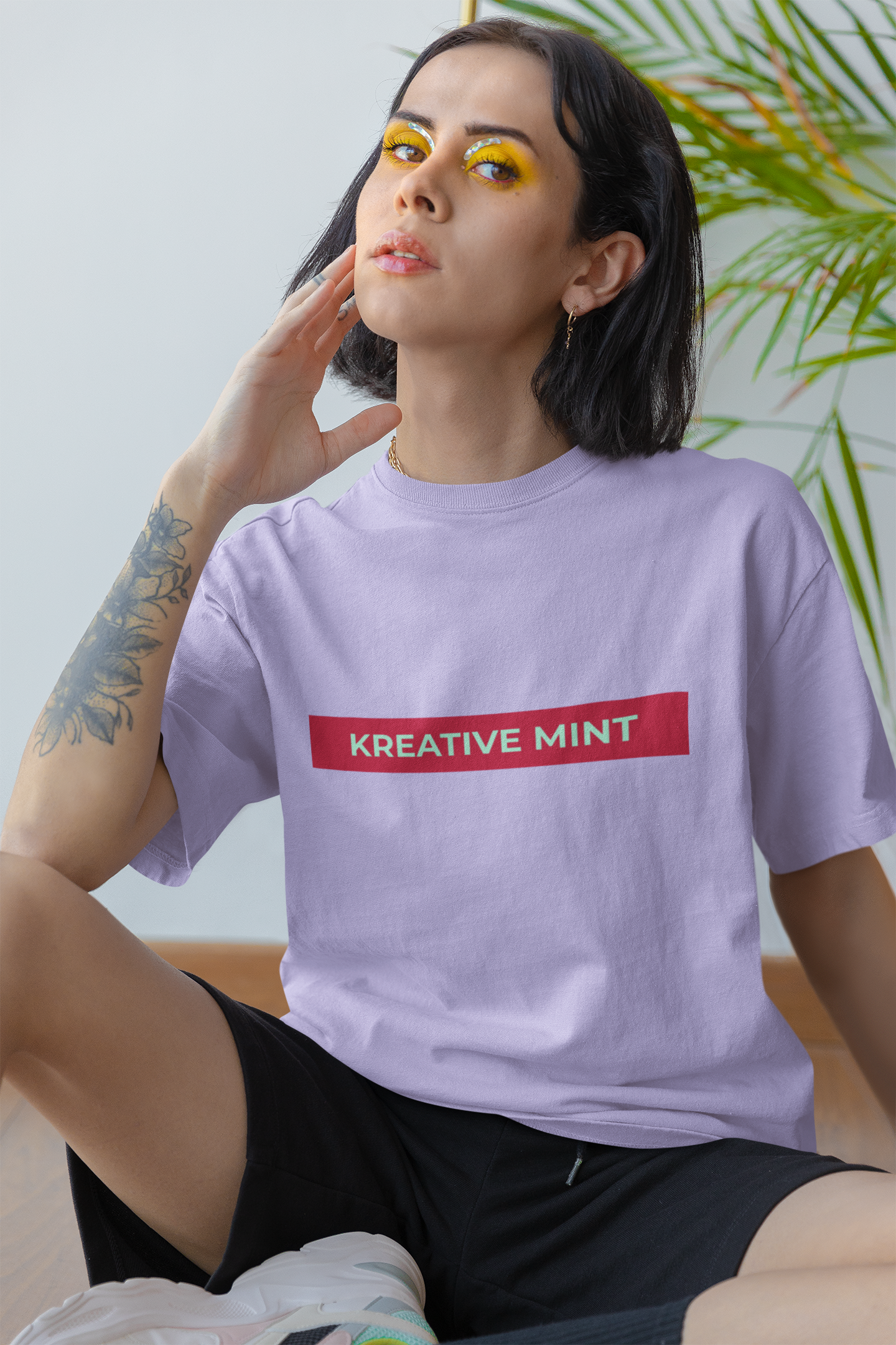 Women's KM Red Standard Oversized T-shirt