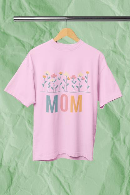 MOM FLOWER standard oversized premium pure cotton WOMEN T-shirt