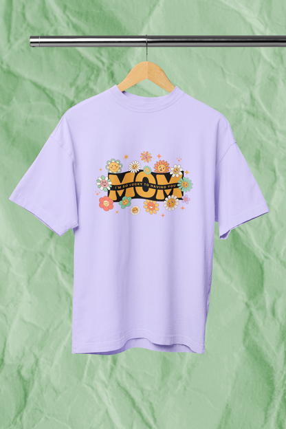 LUCKY MOM standard oversized premium pure cotton WOMEN T-shirt