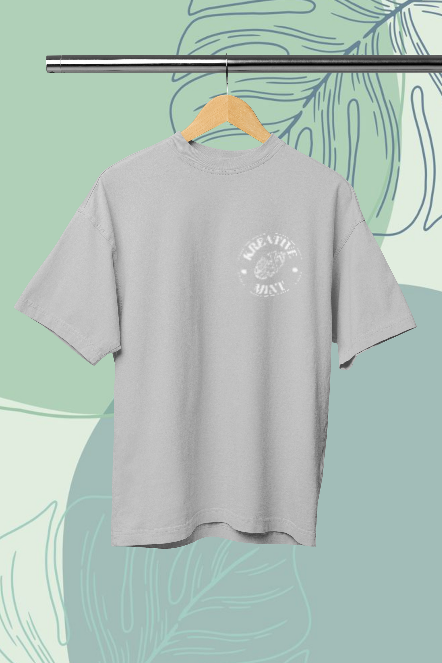KREATIVE MINT LEAF standard oversized UNISEX premium pure cotton T-shirt