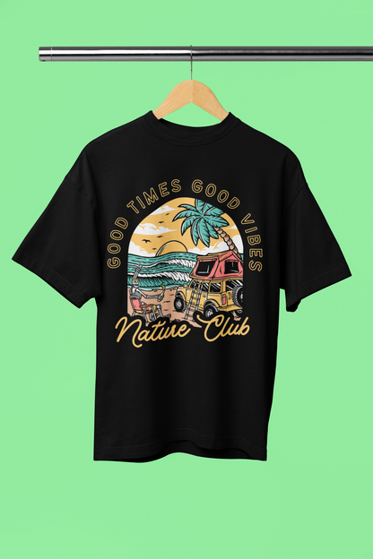 NATURE CLUB classic oversized UNISEX premium pure cotton T-shirt