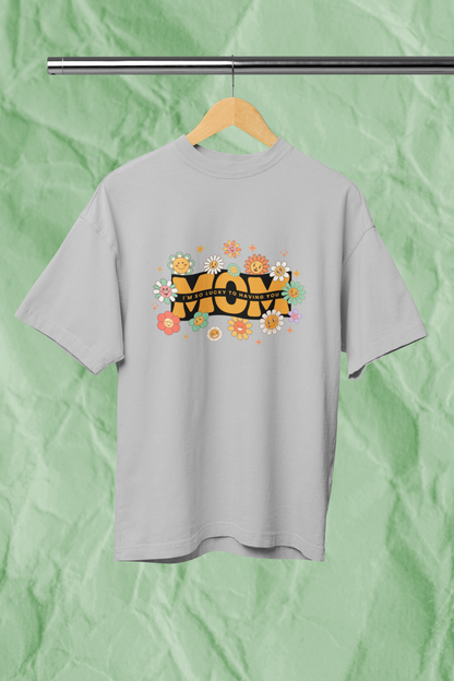 LUCKY MOM standard oversized premium pure cotton WOMEN T-shirt