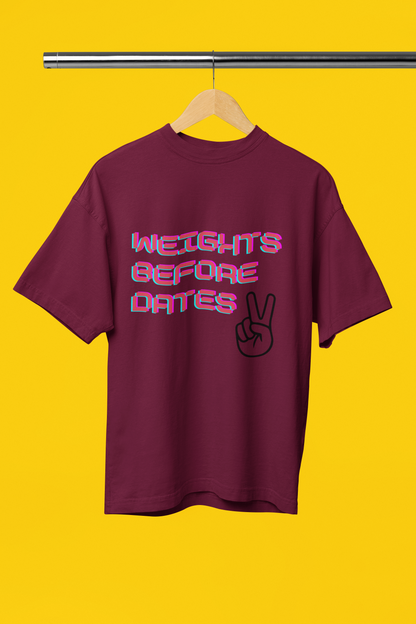 WEIGHTS BEFORE DATES classic oversized UNISEX premium pure cotton T-shirt