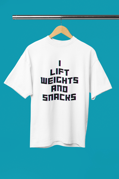 WEIGHTS AND SNACKS classic oversized UNISEX premium pure cotton T-shirt