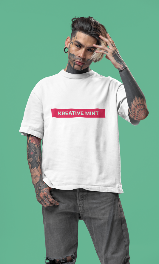 KREATIVE MINT RED standard oversized UNISEX premium pure cotton T-shirt