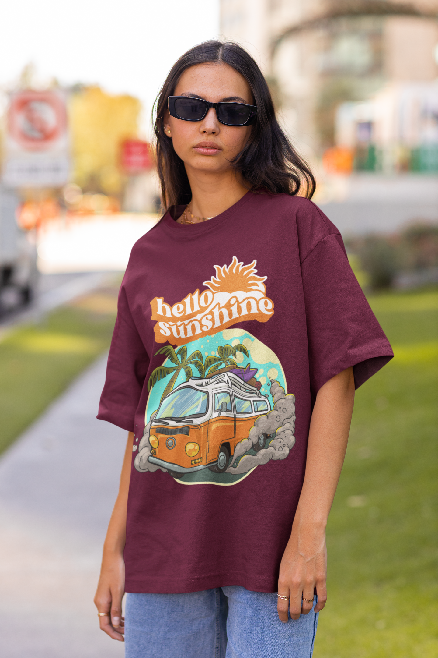 HELLO SUNSHINE classic oversized UNISEX premium pure cotton T-shirt