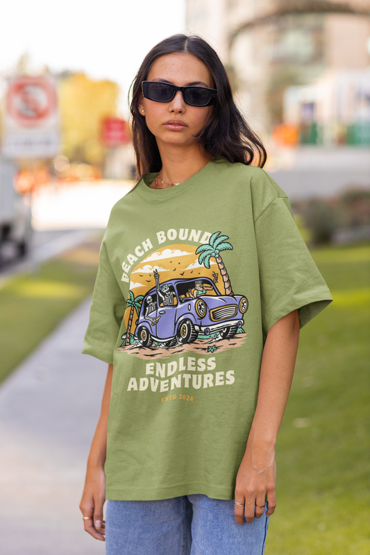BEACH BOUND classic oversized UNISEX premium pure cotton T-shirt