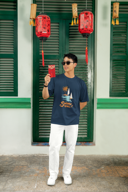 SUMMER VIBES standard oversized UNISEX premium pure cotton T-shirt