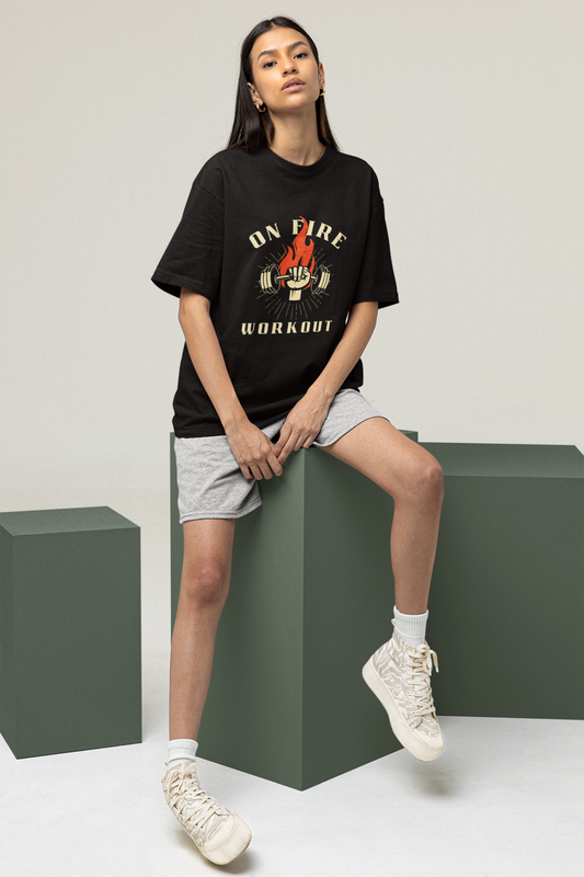 FIRE WORKOUT classic oversized UNISEX premium pure cotton T-shirt