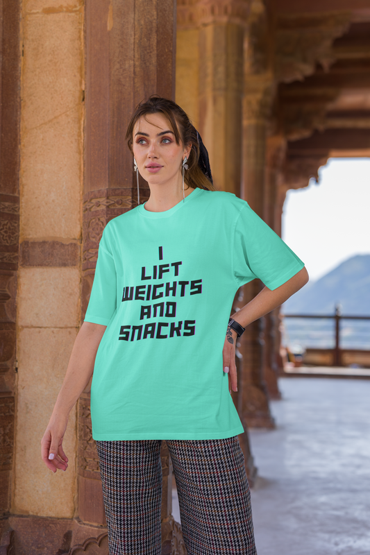 WEIGHTS AND SNACKS classic oversized UNISEX premium pure cotton T-shirt