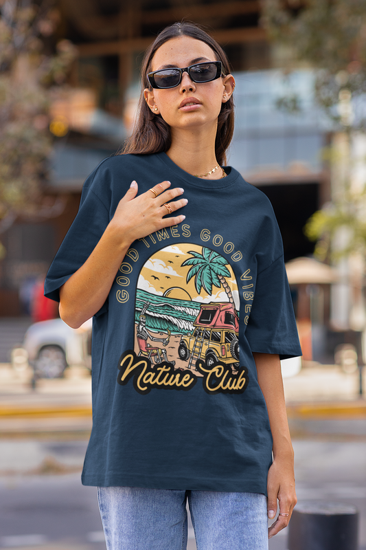NATURE CLUB classic oversized UNISEX premium pure cotton T-shirt