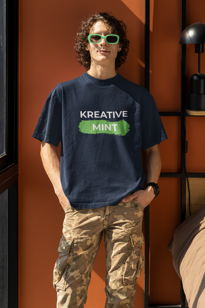 KREATIVE MINT STROKE standard oversized UNISEX premium pure cotton T-shirt