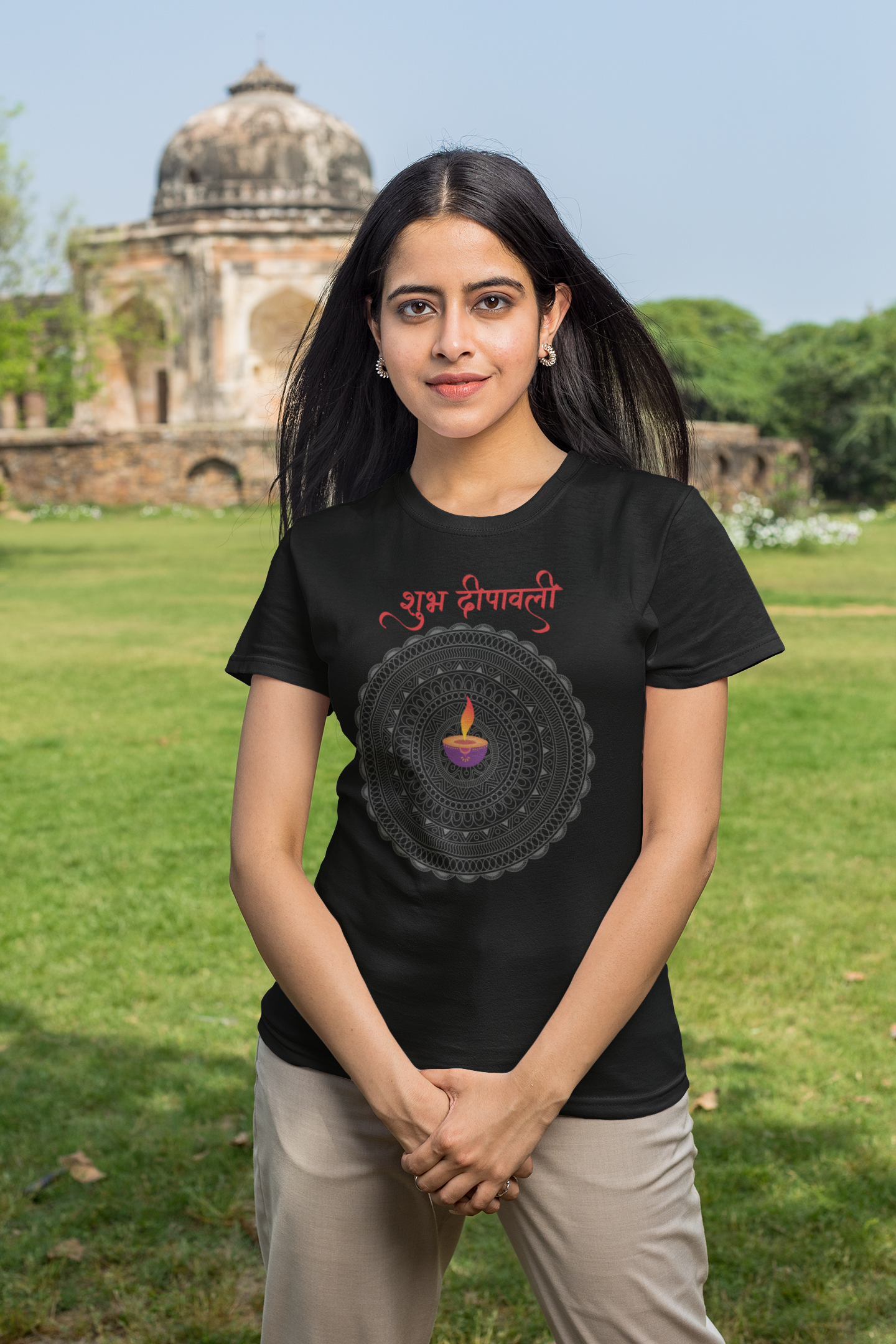 SHUBH DEEPAWALI premium pure cotton T-shirt for women