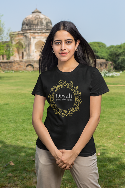DIWALI - rangoli premium pure cotton T-shirt for women
