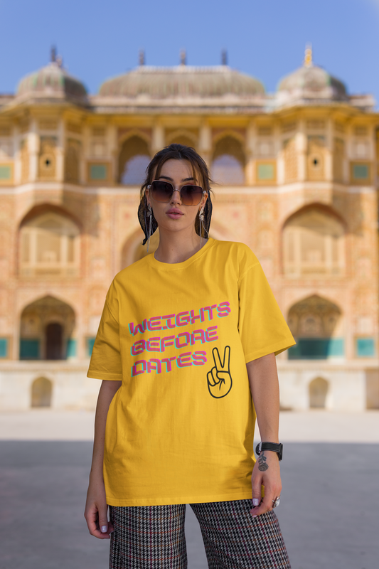 WEIGHTS BEFORE DATES classic oversized UNISEX premium pure cotton T-shirt