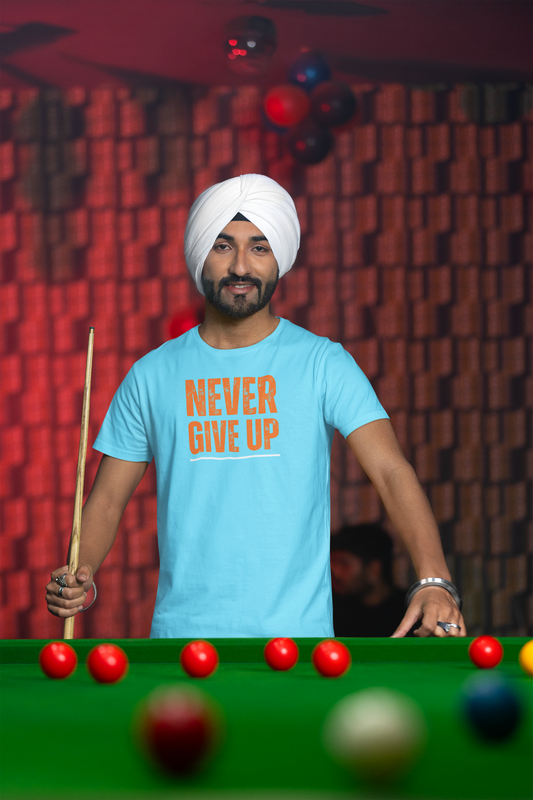 NEVER GIVE UP premium pure cotton T-shirt from men