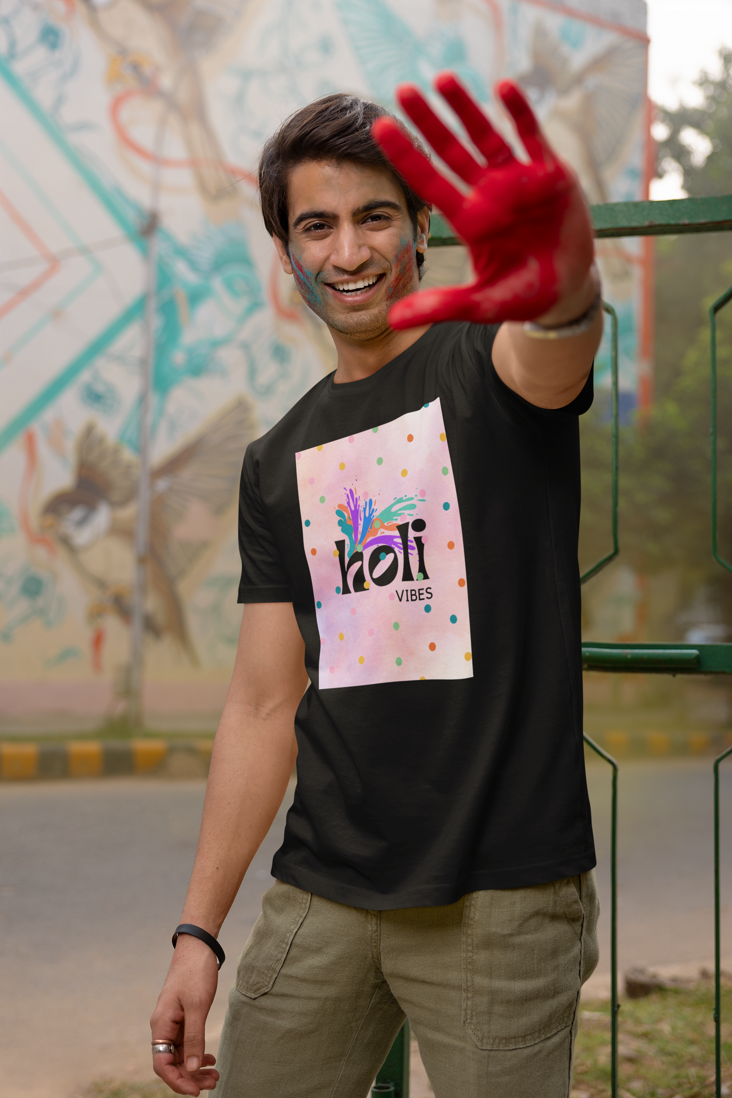 HOLI VIBES classic UNISEX premium pure cotton T-shirt