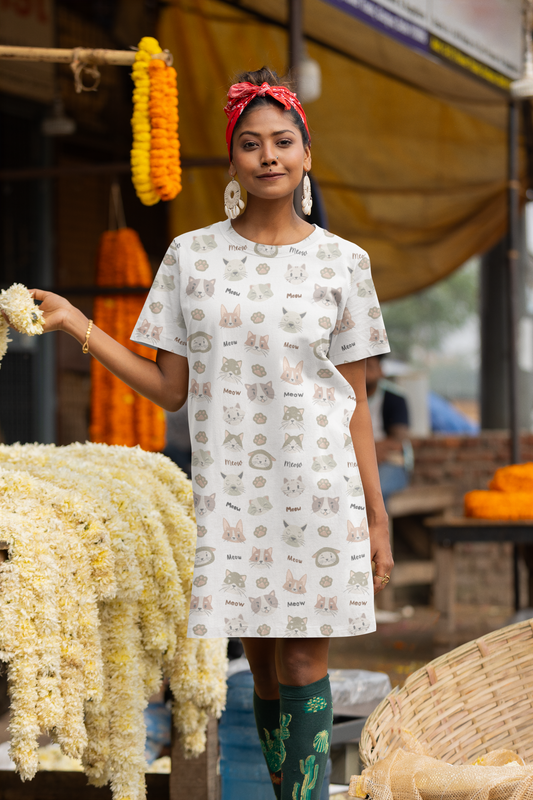 MEOW premium pure cotton t-shirt dress for HER