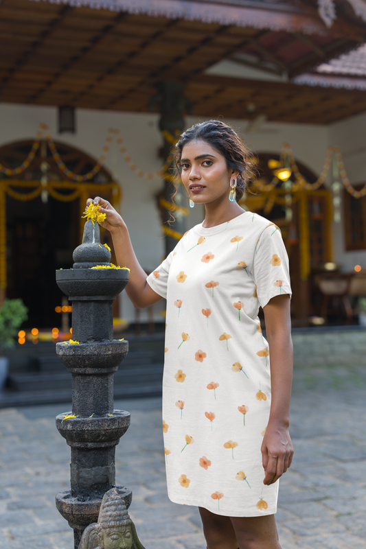 FLOWERS premium pure cotton t-shirt dress for HER