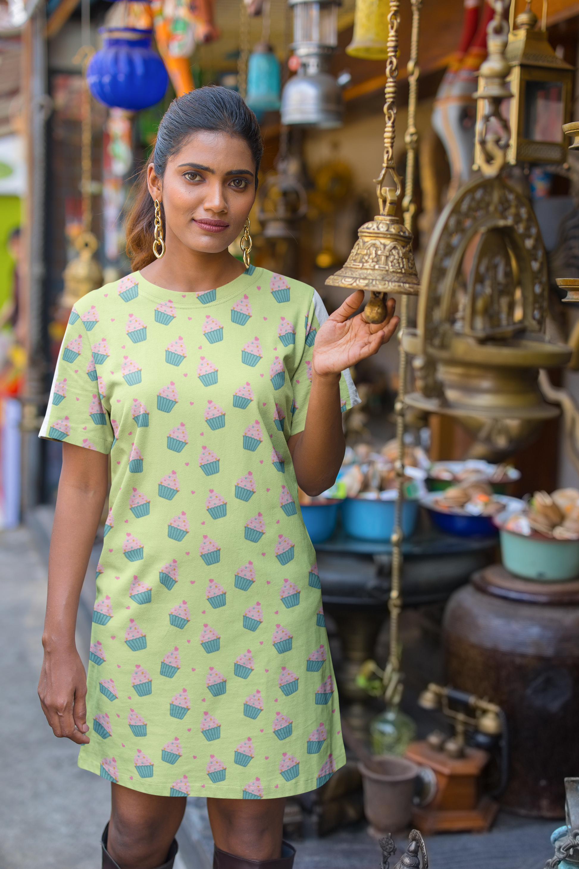 Women's Green Cupcake T-shirt Dress Kreative Mint Women's Green Cupcake T-shirt Dress Kreative Mint
