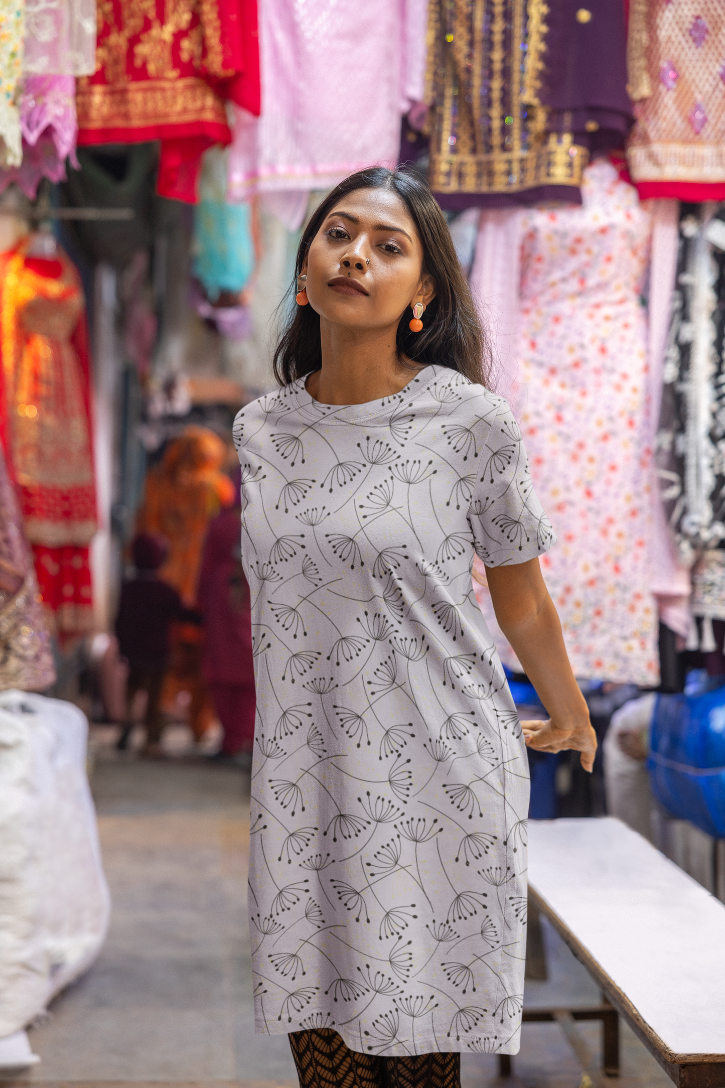 GREY SIGMA premium pure cotton t-shirt dress for HER