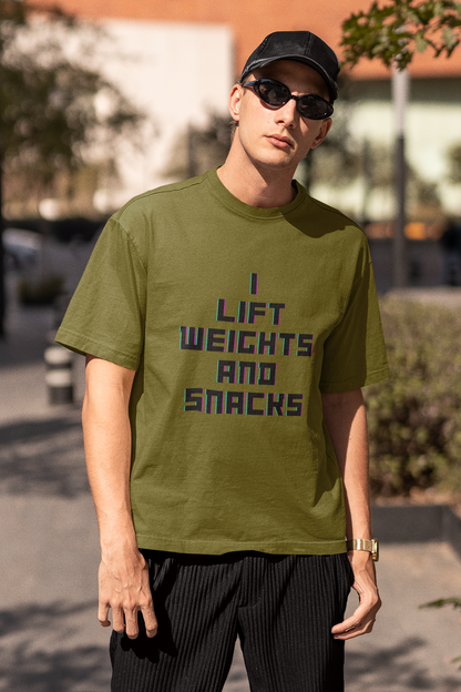 WEIGHTS AND SNACKS classic oversized UNISEX premium pure cotton T-shirt