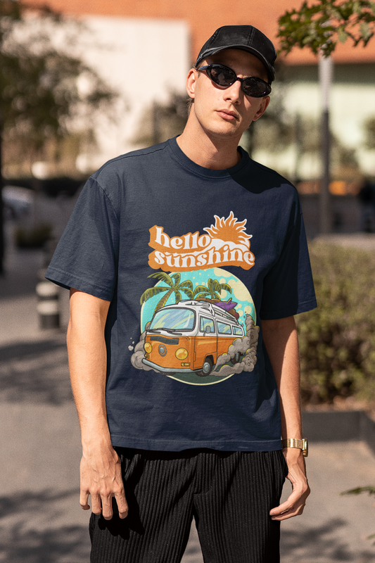 HELLO SUNSHINE classic oversized UNISEX premium pure cotton T-shirt