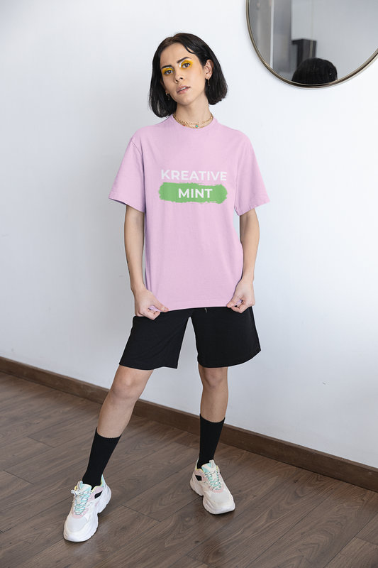 KREATIVE MINT STROKE standard oversized UNISEX premium pure cotton T-shirt