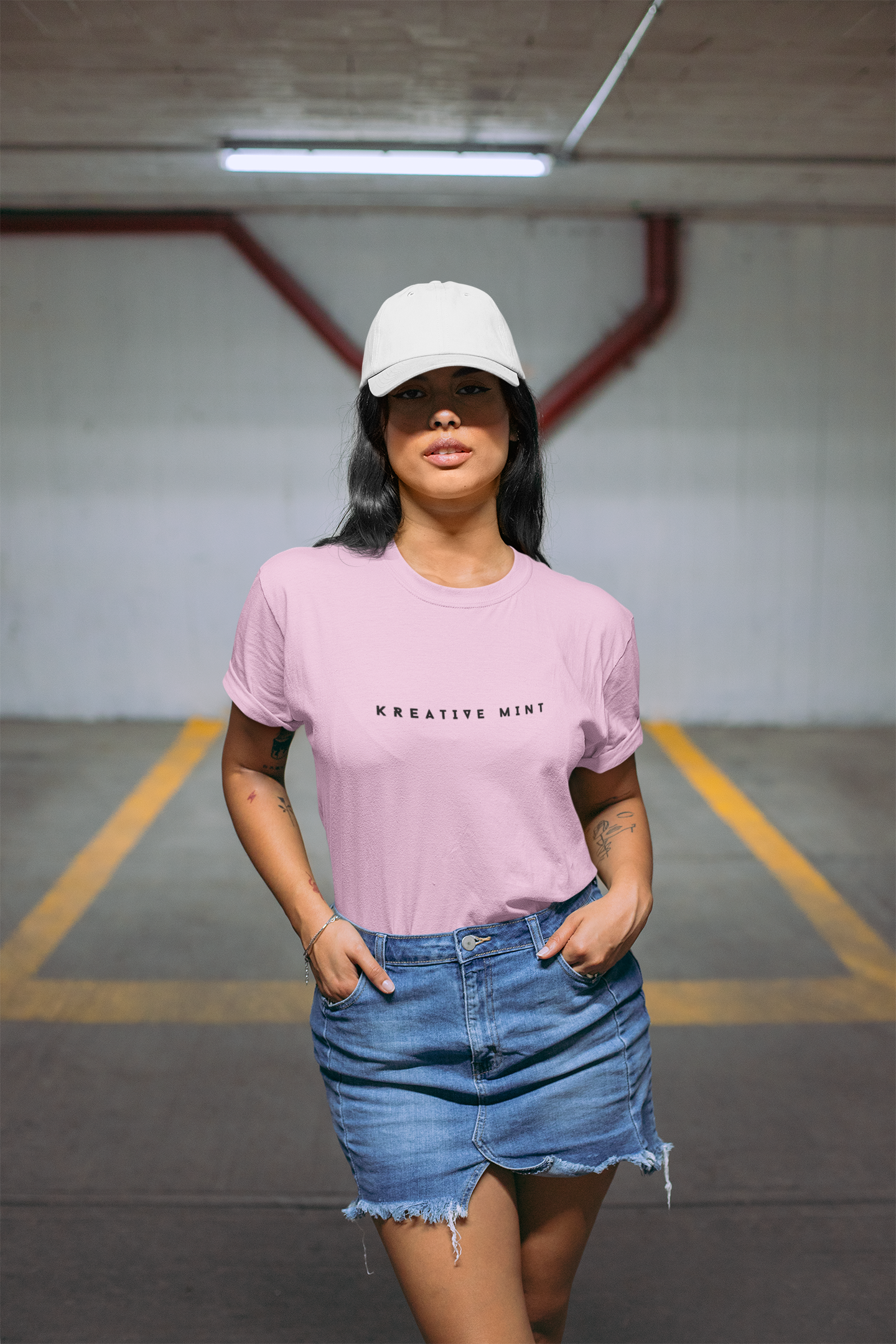 Women's KM Black Minimalist Standard Oversized T-shirt