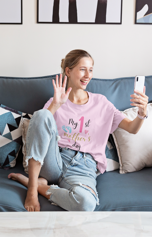 1ST MOTHER'S DAY standard oversized premium pure cotton WOMEN T-shirt
