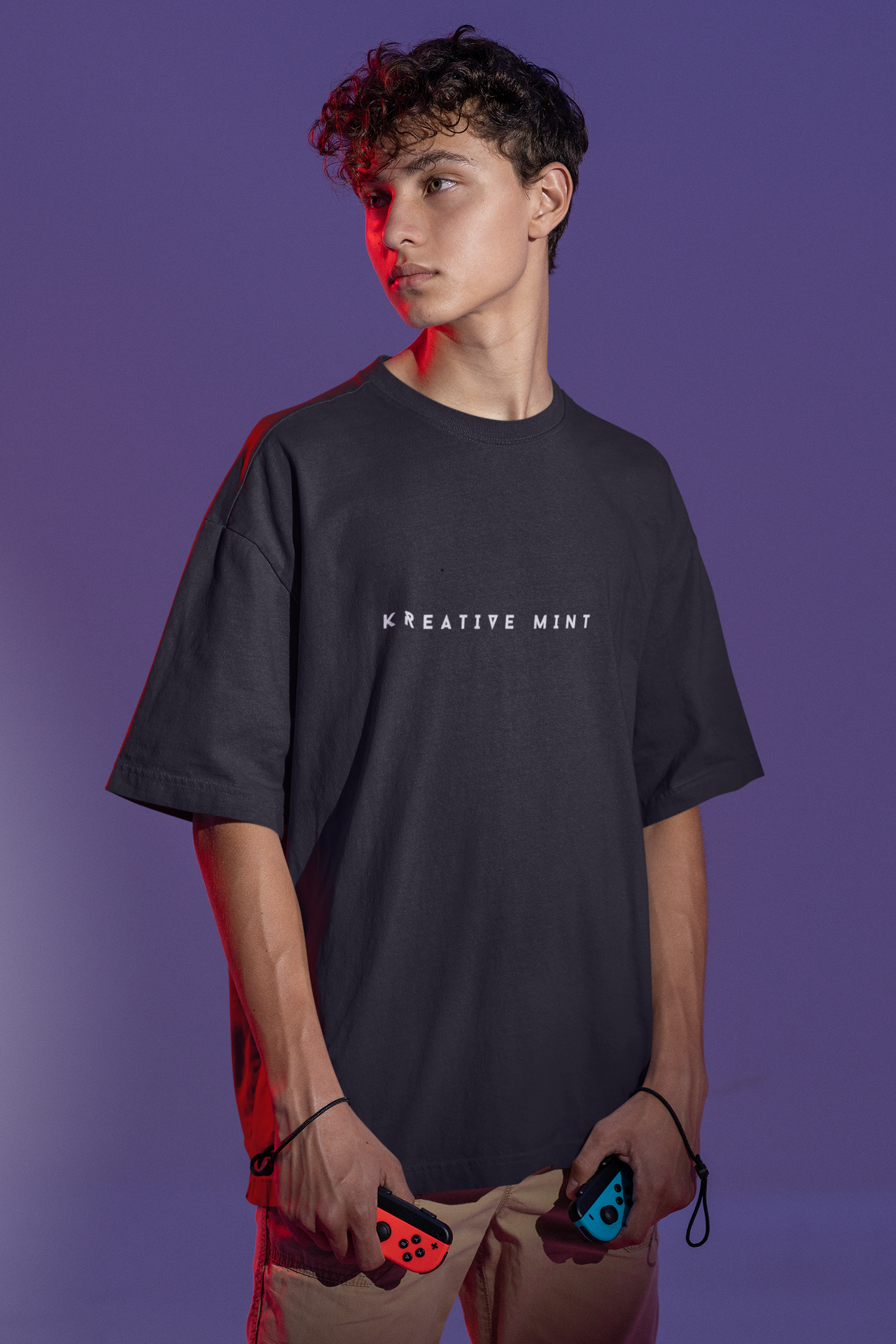 KM MINIMALIST WHITE standard oversized UNISEX premium pure cotton T-shirt