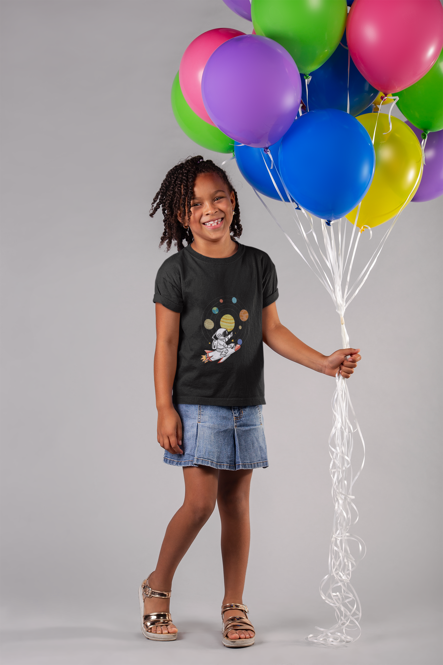SPACE PLANETS premium pure cotton girl T-shirt