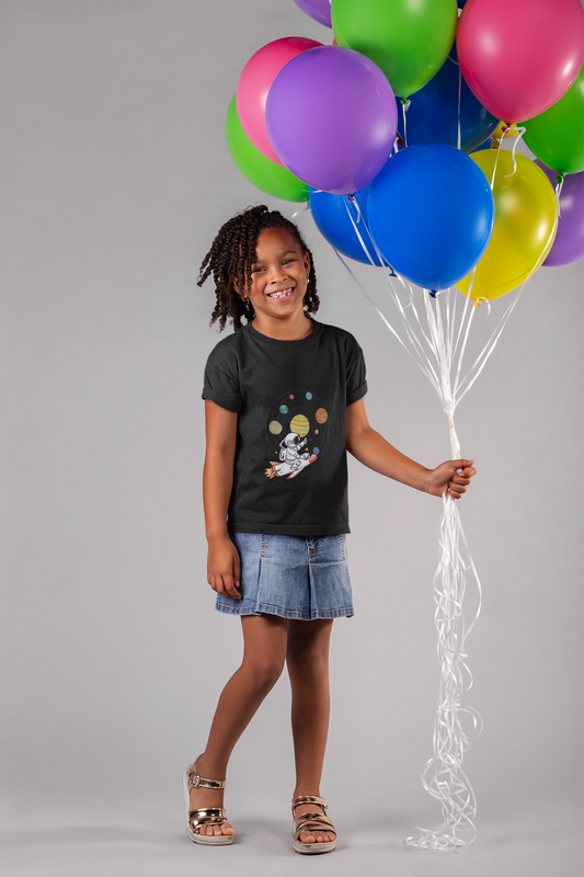 SPACE PLANETS premium pure cotton girl T-shirt